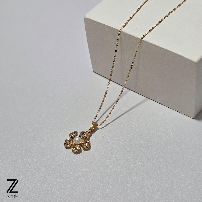 گردنبند گل نگین دار ژوپینگ کد ۱۰۳۹