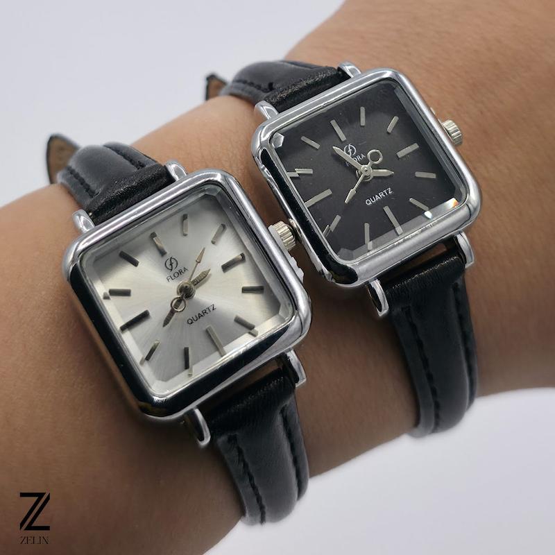 ساعت مچی فلورا چرمی زنانه مربع کد 1115 در دو رنگ