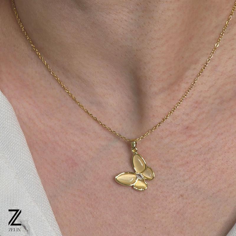 گردنبند پروانه استیل زنانه کد ۱۱۳۰