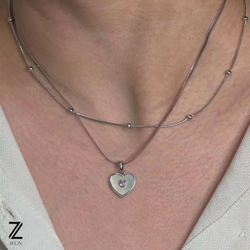 گردنبند قلب استیل زنانه کد ۱۱۳۱