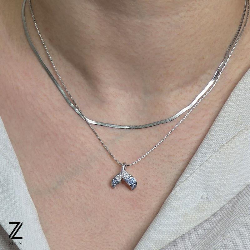 گردنبند دم وال استیل زنانه کد ۱۱۵۳