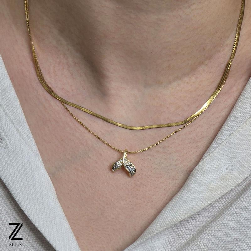 گردنبند دم وال استیل زنانه کد ۱۱۵۲