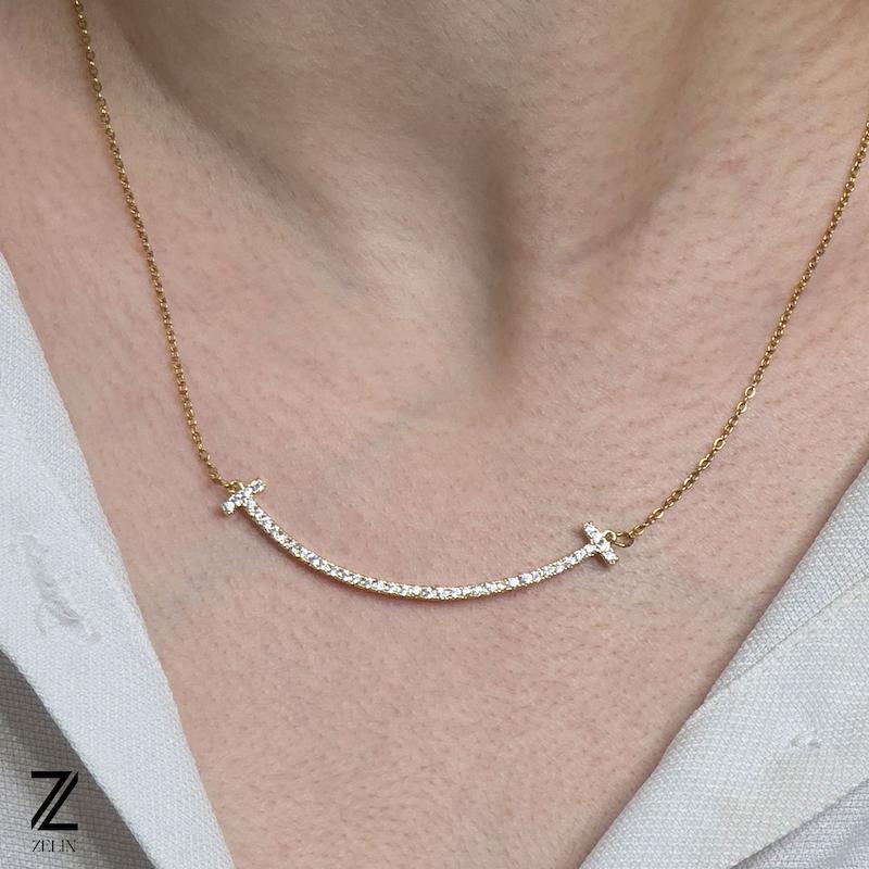 گردنبند نگینی استیل زنانه کد ۱۱۳۲