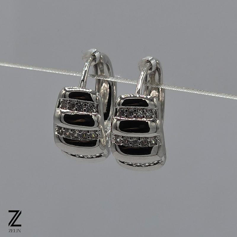 گوشواره حلقه‌ ای نگین دار ژوپینگ کد ۱۲۰۲