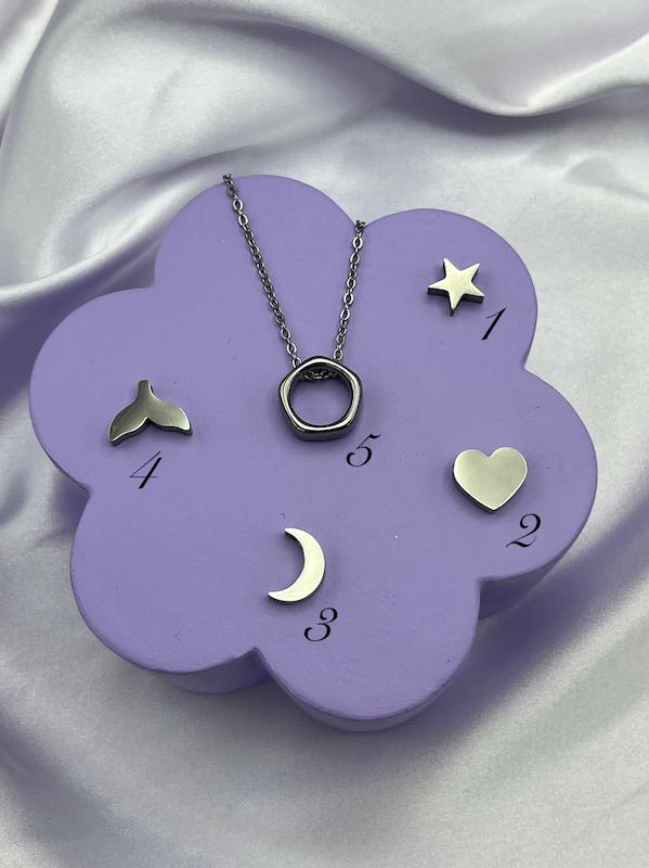 آویز بین کاری ستاره وال قلب ماه استیل