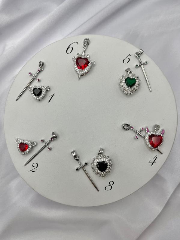 آویز ست قلب و شمشیر سوارسکی