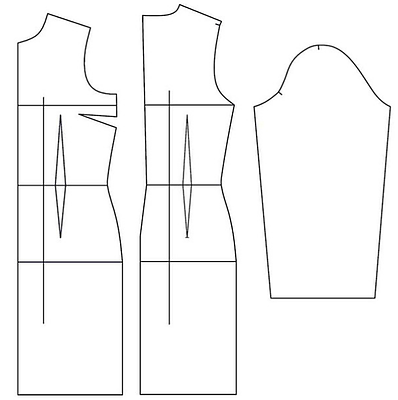 الگو بالا تنه و آستین مدل مانتو پنس دار متد تجاری (سایز 36 تا 54)