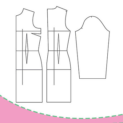 الگو بالا تنه و آستین مدل مانتو پنس دار متد تجاری (سایز 36 تا 54)