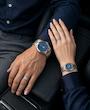 ساعت مچی زنانه مردانه ست آبی کربنی نگینی کلاسیک لوکس OMEGA