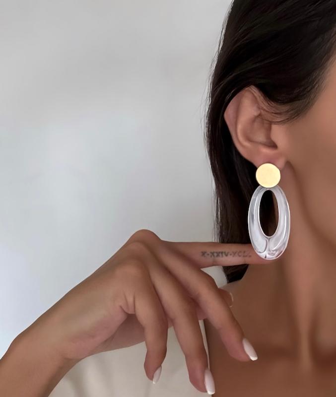 گوشواره حلقه ای رزین صدفی