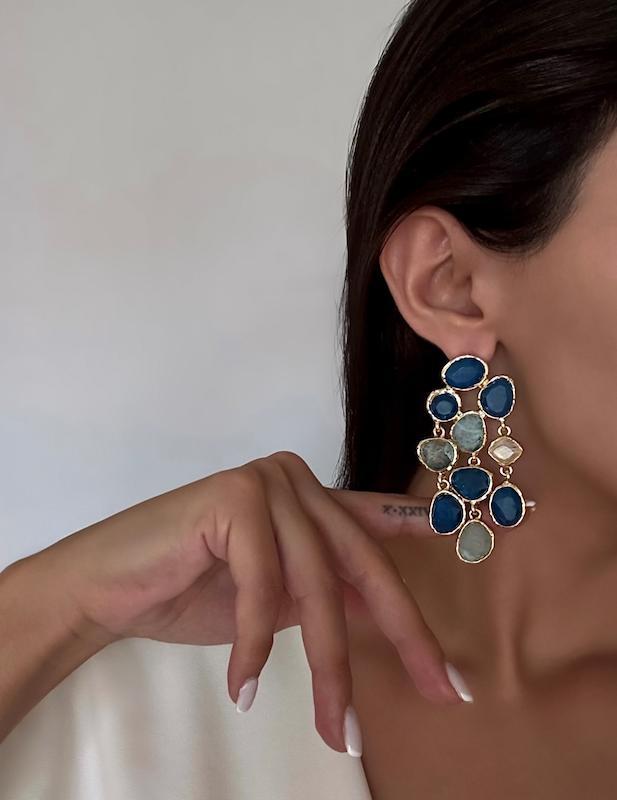 گوشواره کریستال تم آبی