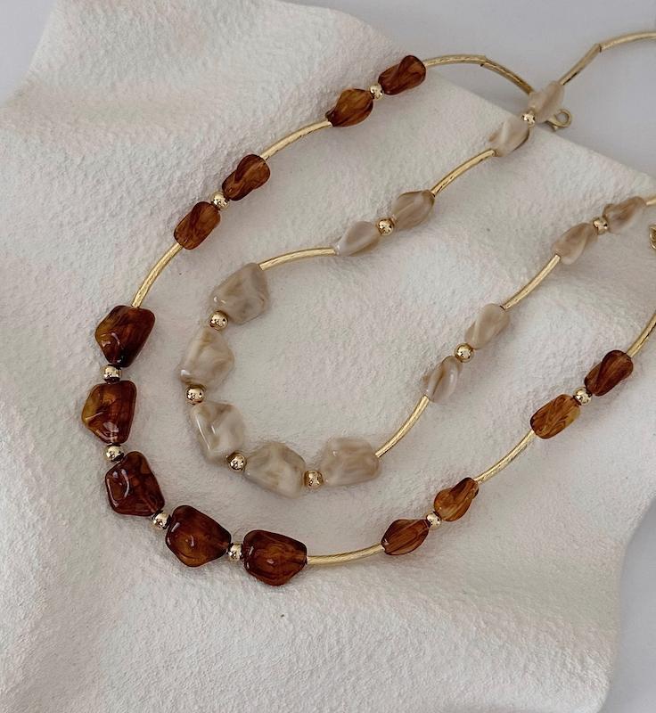 گردنبند سنگی رزین طرح زارا