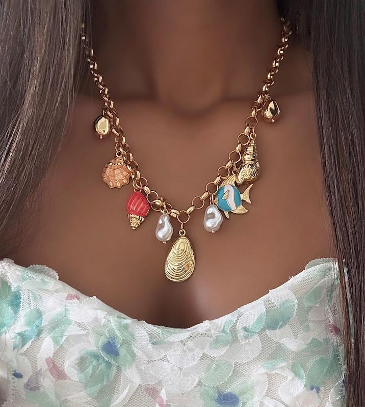 گردنبند چارم مدل ماهی_صدف