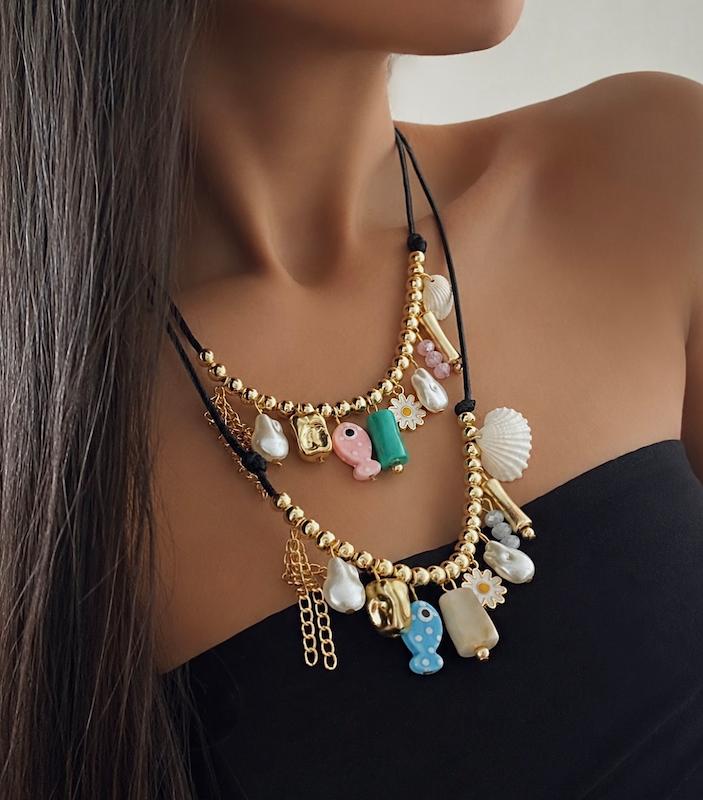 گردنبند چرم مشکی چارم