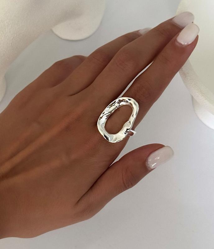 انگشتر بیضی توخالی سیلور