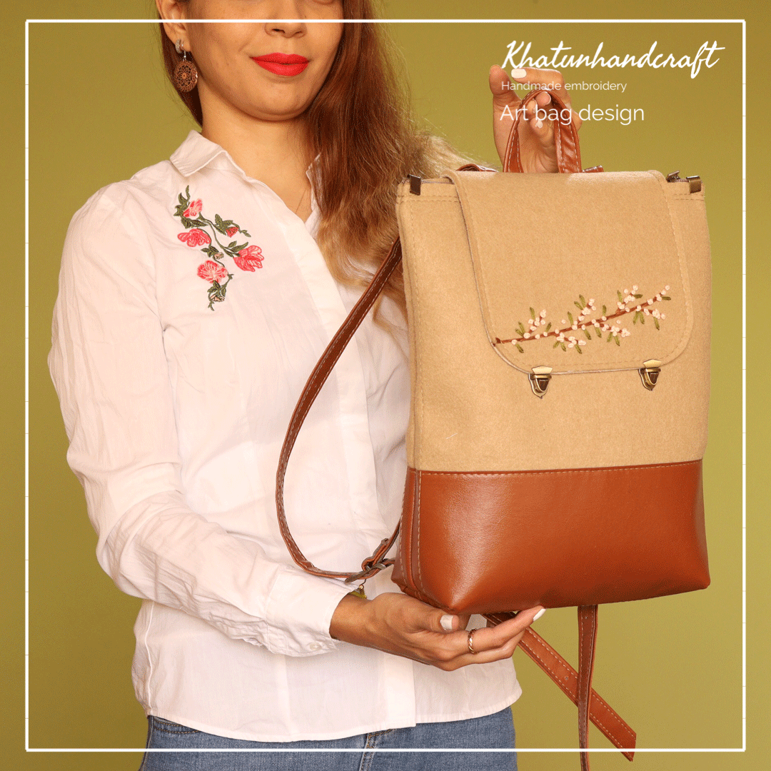 کوله‌پشتی زیپخور گلدوزی شکوفه