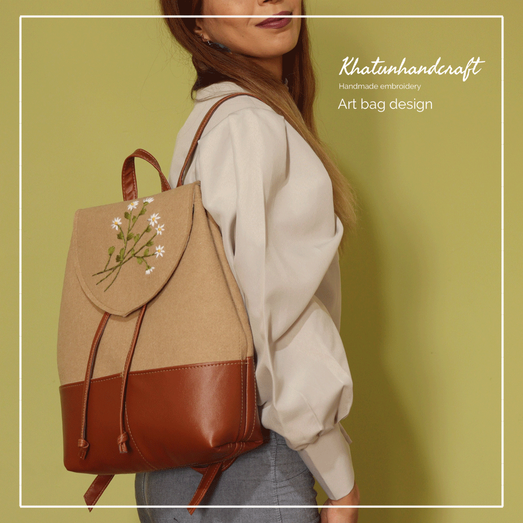 کوله‌پشتی آهنربایی گلدوزی بابونه