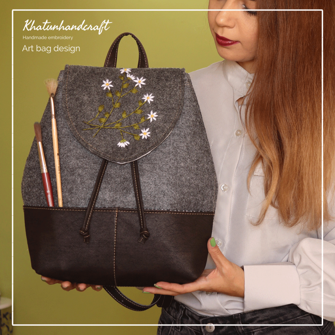 کوله‌پشتی آهنربایی گلدوزی بابونه