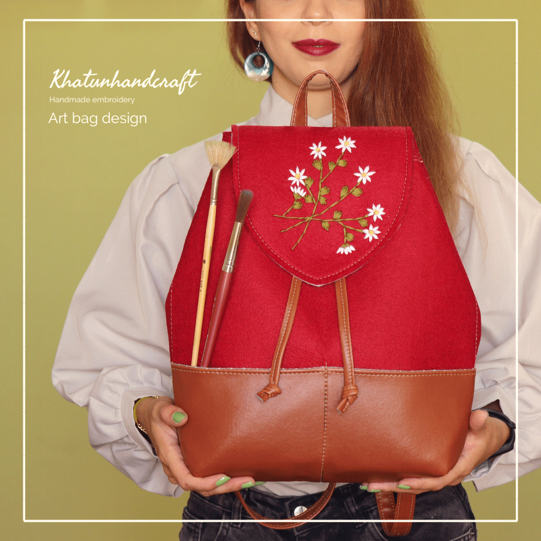 کوله‌پشتی آهنربایی گلدوزی بابونه