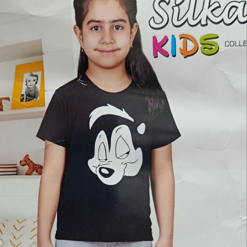 ست راحتی تیشرت شلوار دخترانه سیلکا کد33315