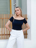 کراپ  زنانه یقه کج کبریتی فری سایز