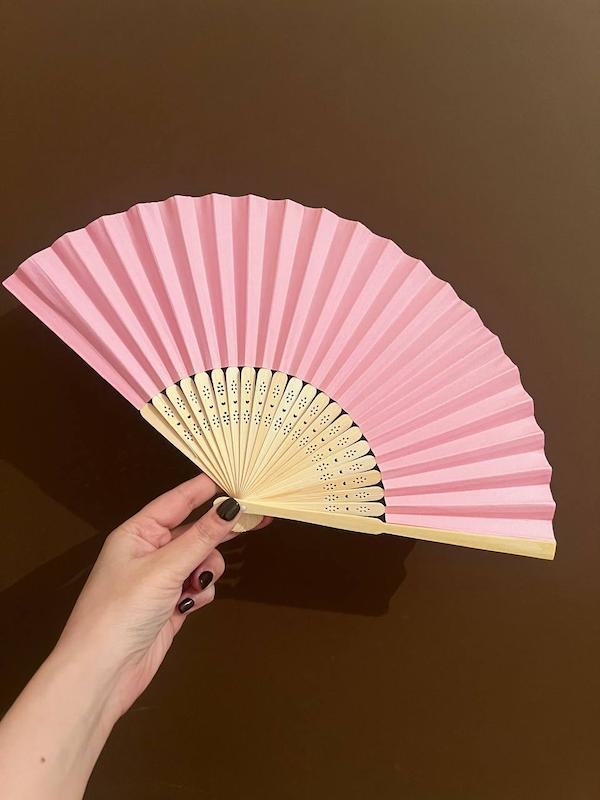 بادبزن کاغذی صورتی ساده عروس