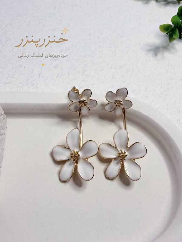 گوشواره گل میناکاری دو حالته