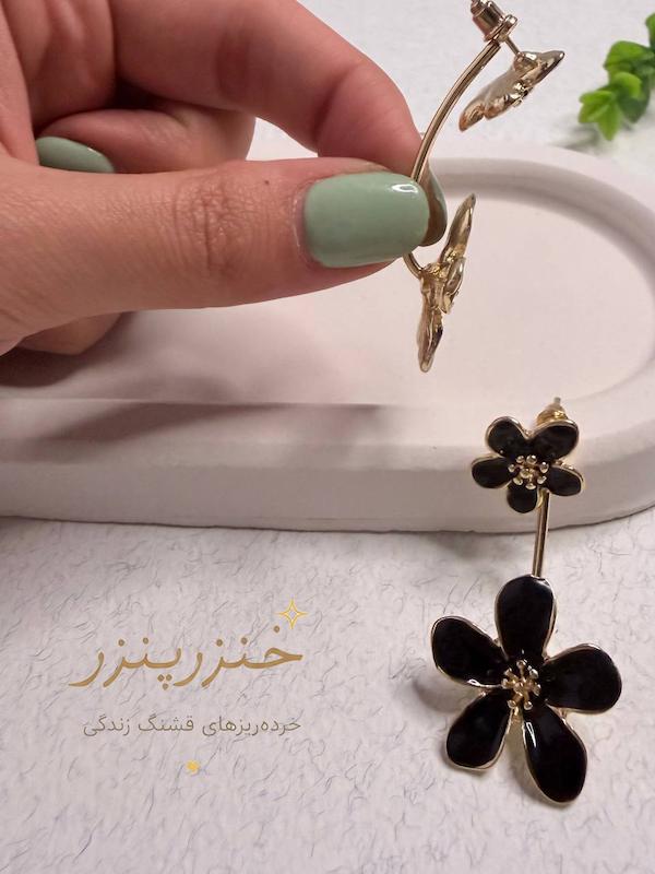 گوشواره گل میناکاری دو حالته
