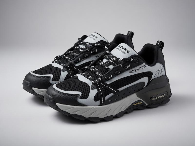 کفش اسپرت مردانه اسکچرز Max Protect طوسی مشکی بادوام - مدل فوق راحت پیاده‌روی و ورزشی