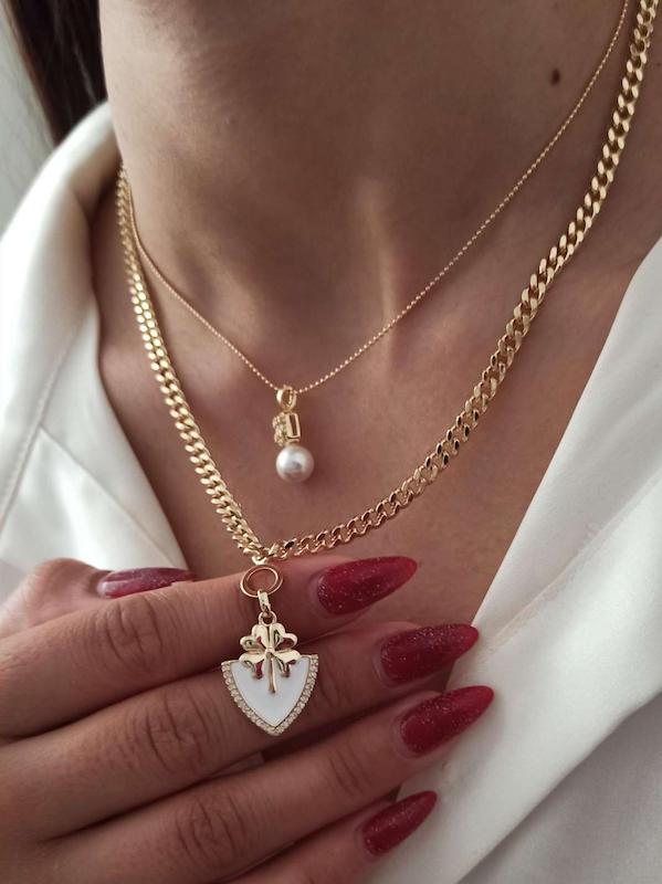 گردنبند شبدر مینا کاری 