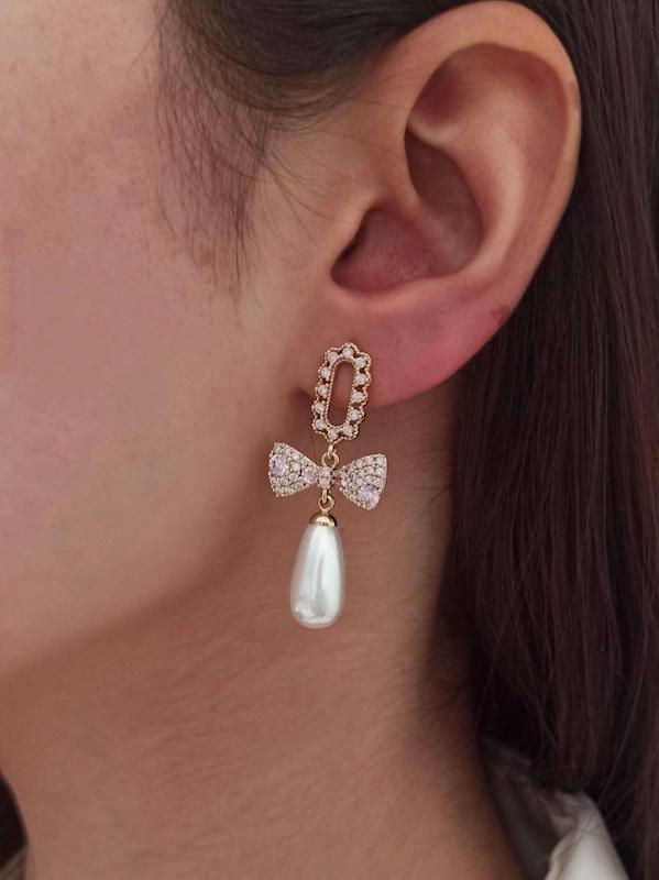 گوشواره پاپیون و مروارید 