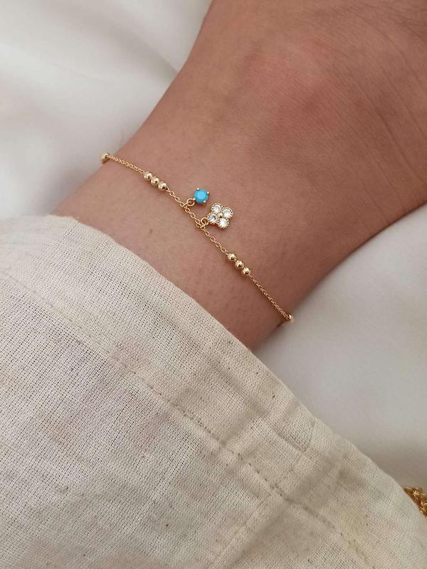 پابند ونکلیف کریستالی و نگین آبی 