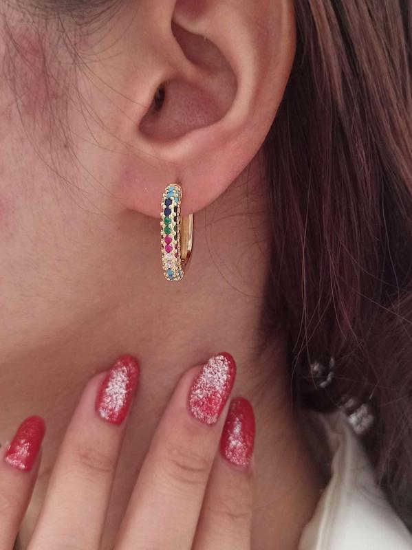 گوشواره نگین رنگی 