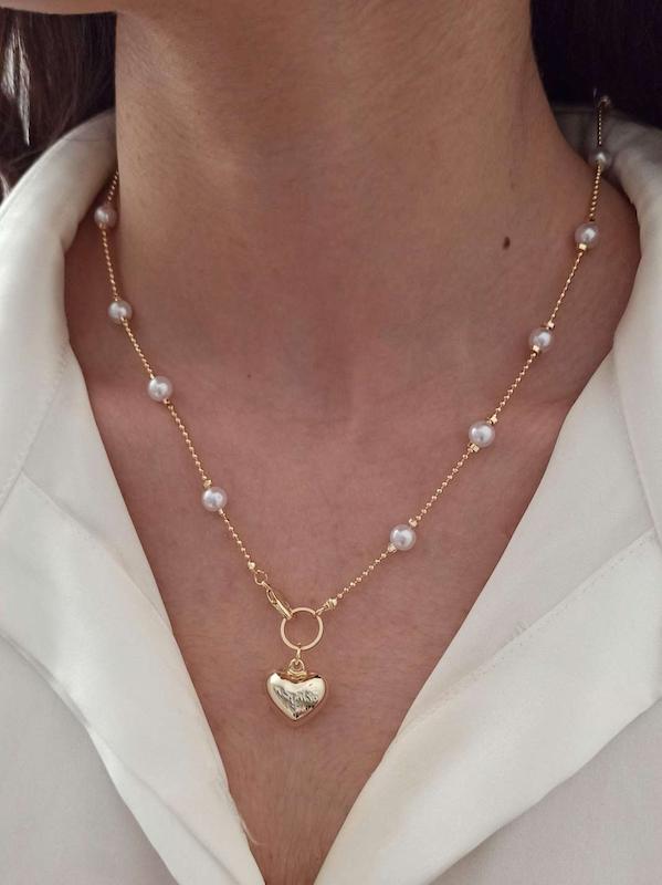 گردنبند قلب و مروارید 