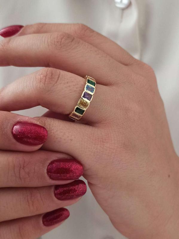 انگشتر مولتی کالر حلقه‌ای