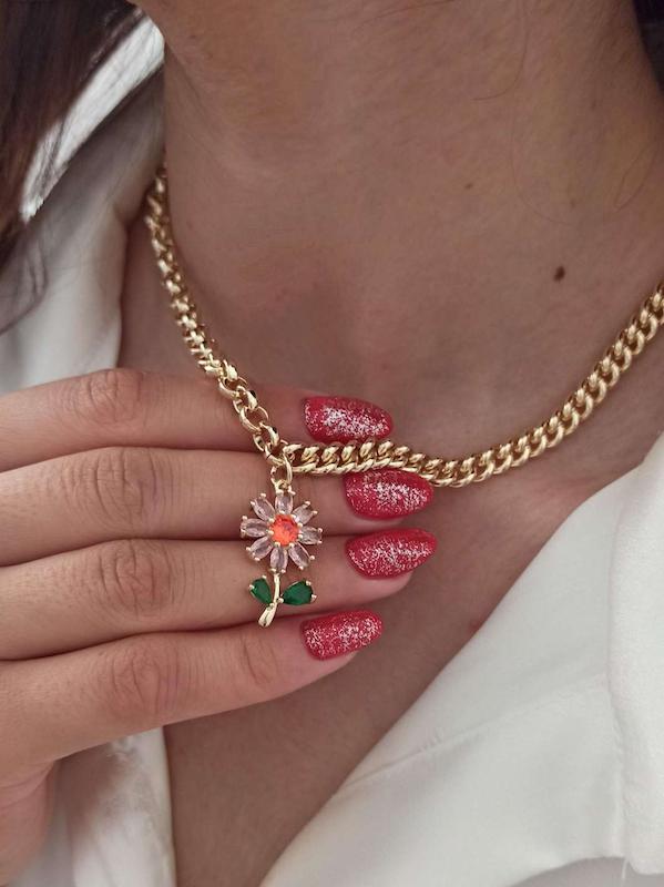 گردنبند گل کریستالی