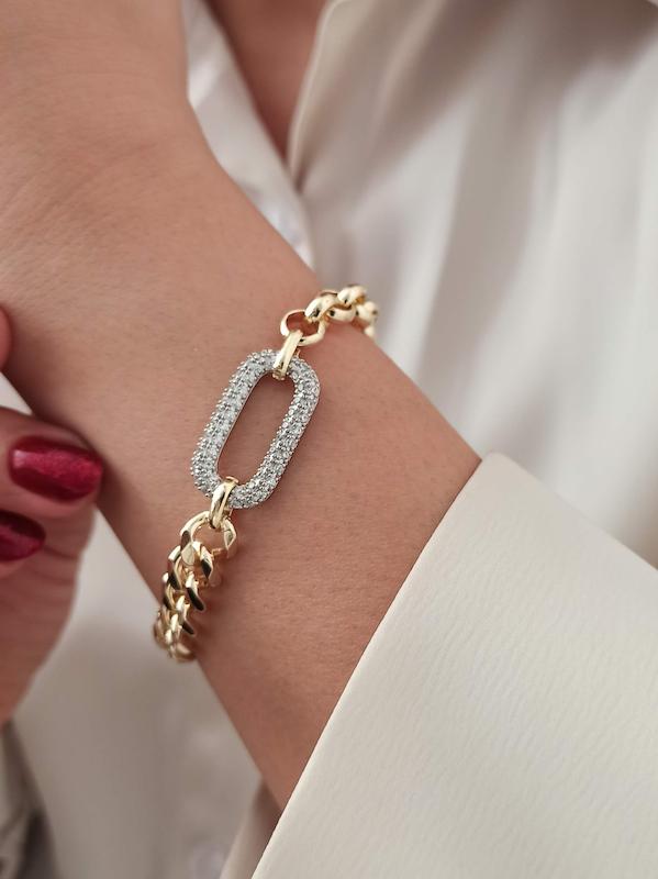 دستبند سیلور نگینی 