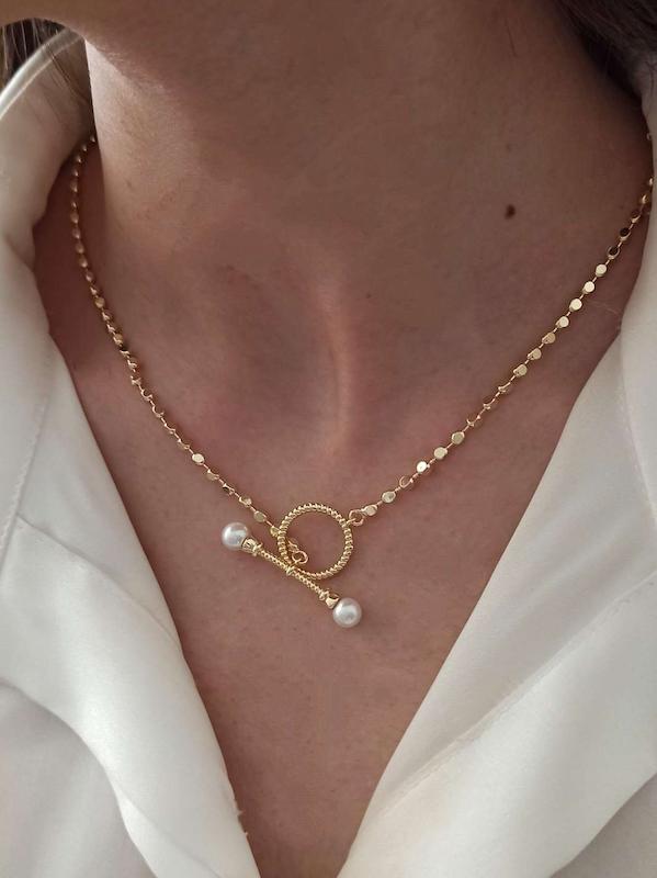 گردنبند قفل تی مروارید 