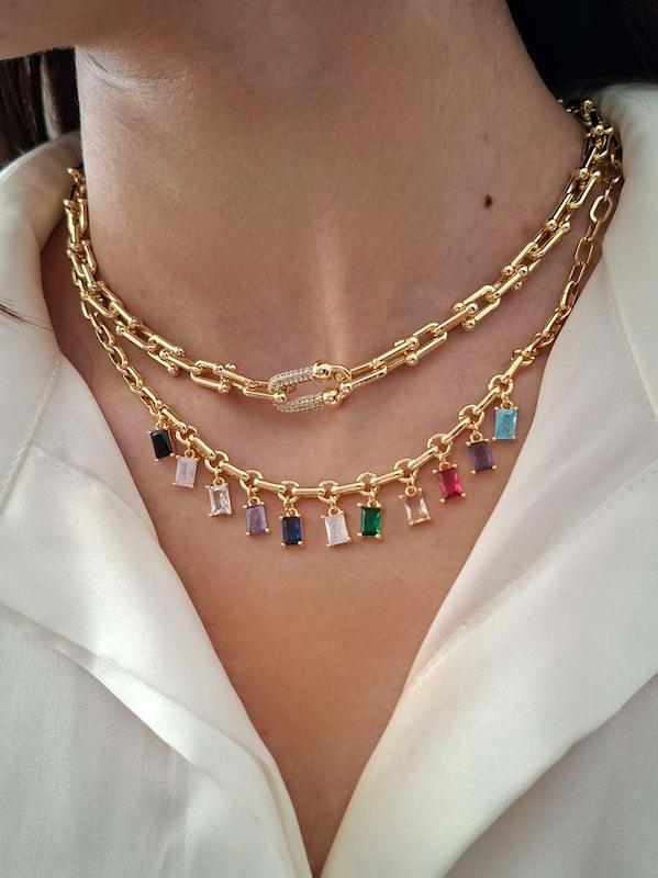 گردنبند نگین رنگی 