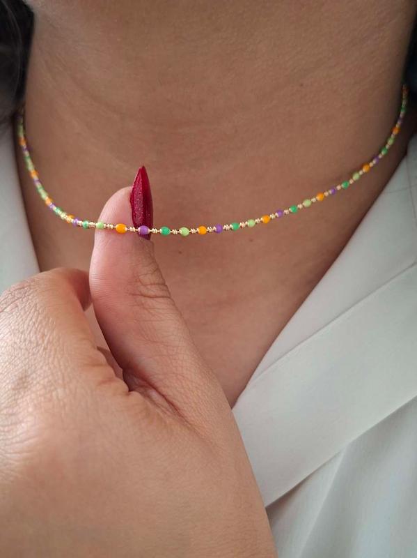 گردنبند میناکاری(بنفش و سبز) 