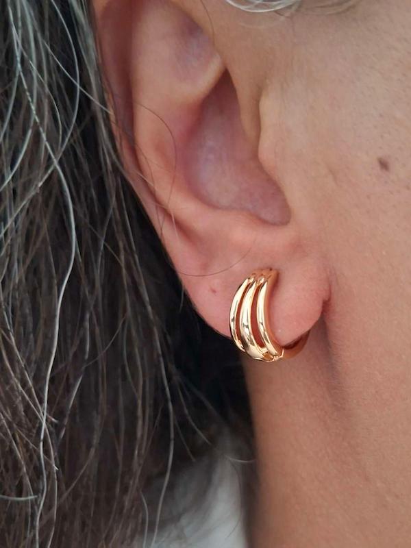 گوشواره حلقه ای سه لاین 