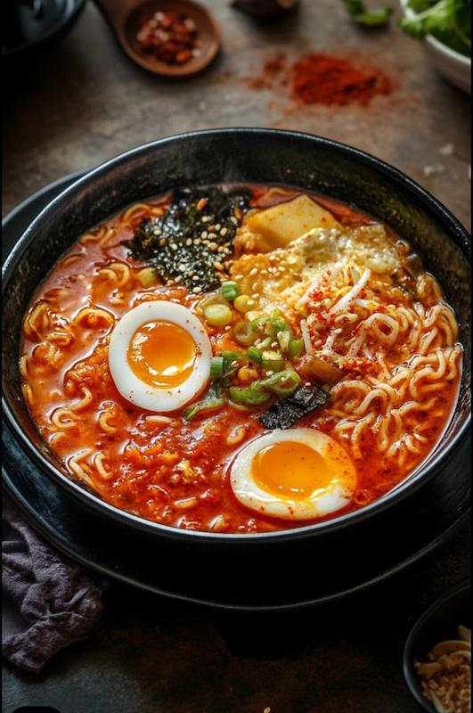 آتیش در هر لقمه "تجربه ای تند که تا اخر داغ میمونه با نودل خیلی تند سامیانگ