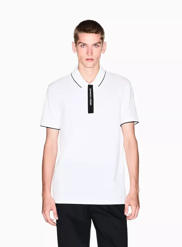 پولوشرت مردانه سفید برند Armani Exchange - کد 1272