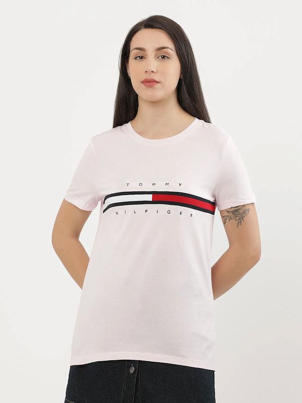 تیشرت زنانه صورتی برند Tommy Hilfiger - کد 1647