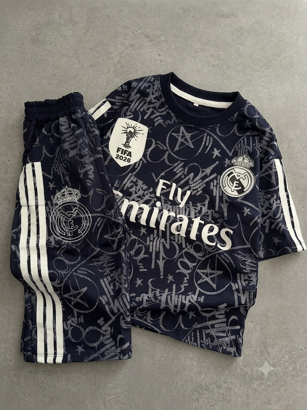 تیشرت و شلوارک تمام چاپ real madrid پک 20 تایی