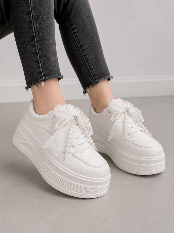 👟 کتونی لژدار روبانی مرواریدی