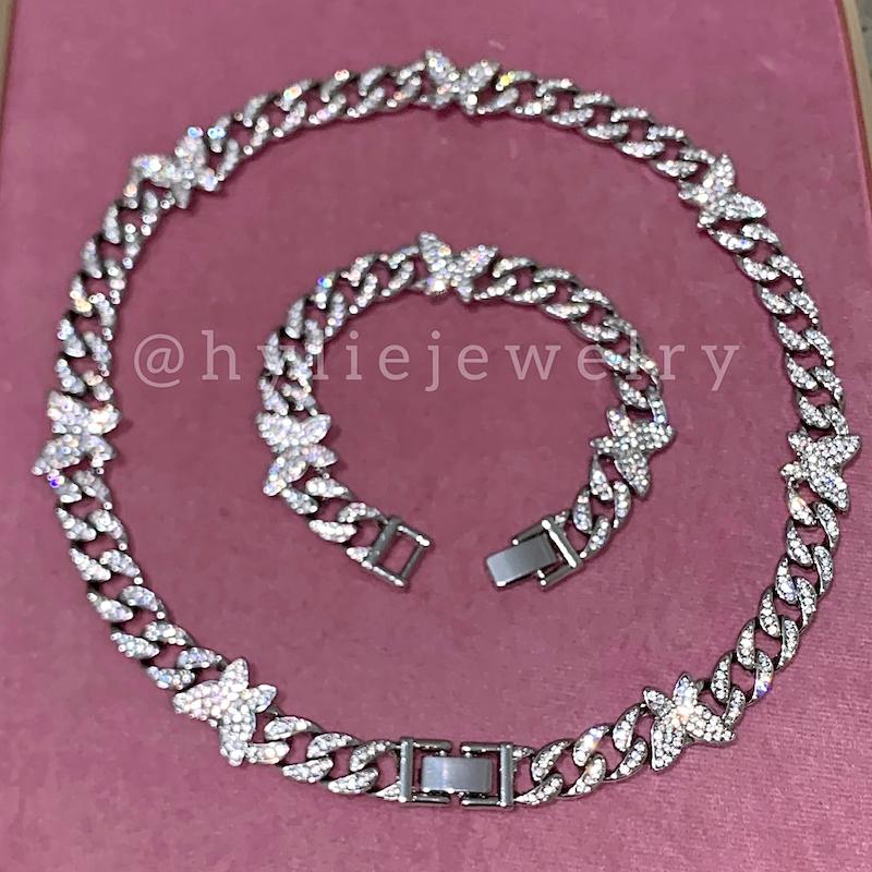 گردنبند/دستبند فول نگین پروانه (جداگانه)