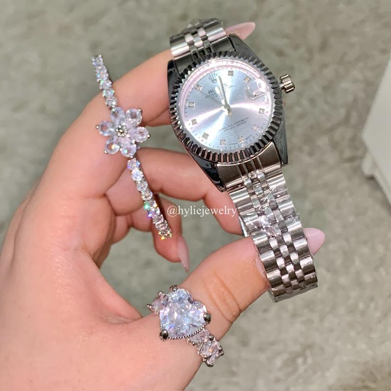 ساعت رو.لکس سفید/بنگل گل(جداگانه)