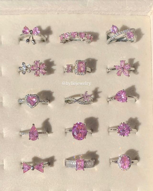 انگشتر جواهری صورتی