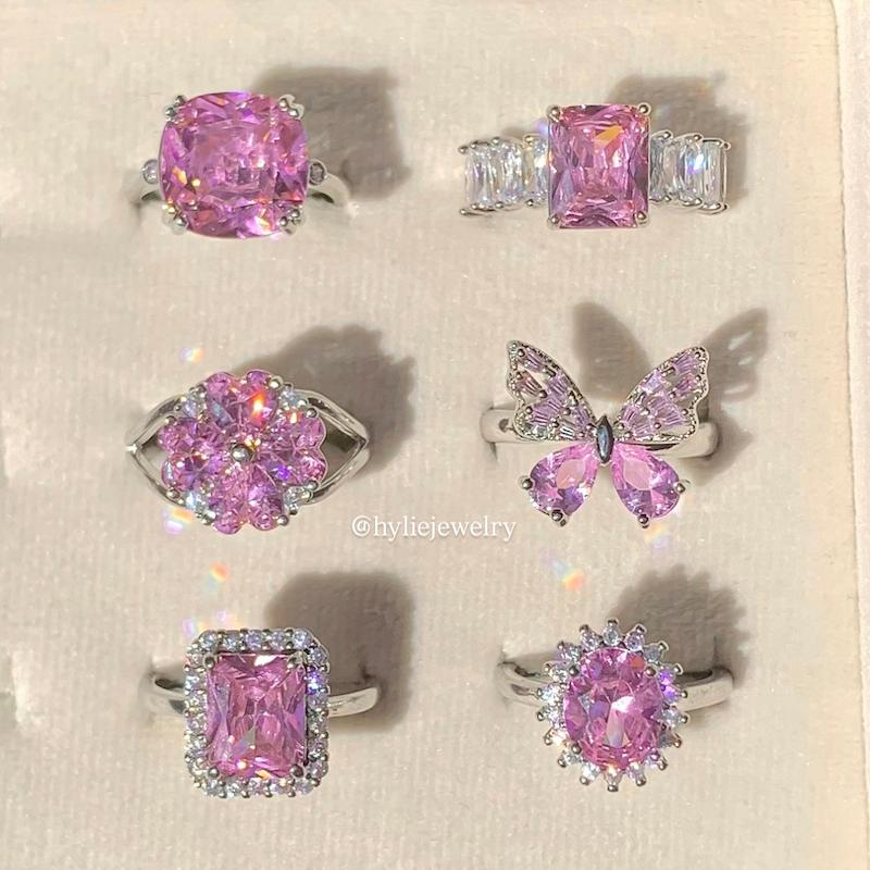 انگشتر جواهری صورتی